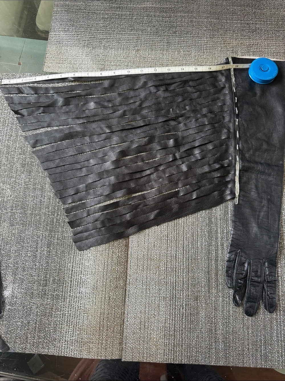 Black Fringe Long Leather Gloves - Women's Fashion Accessory100%Real KID-make 🇫🇷